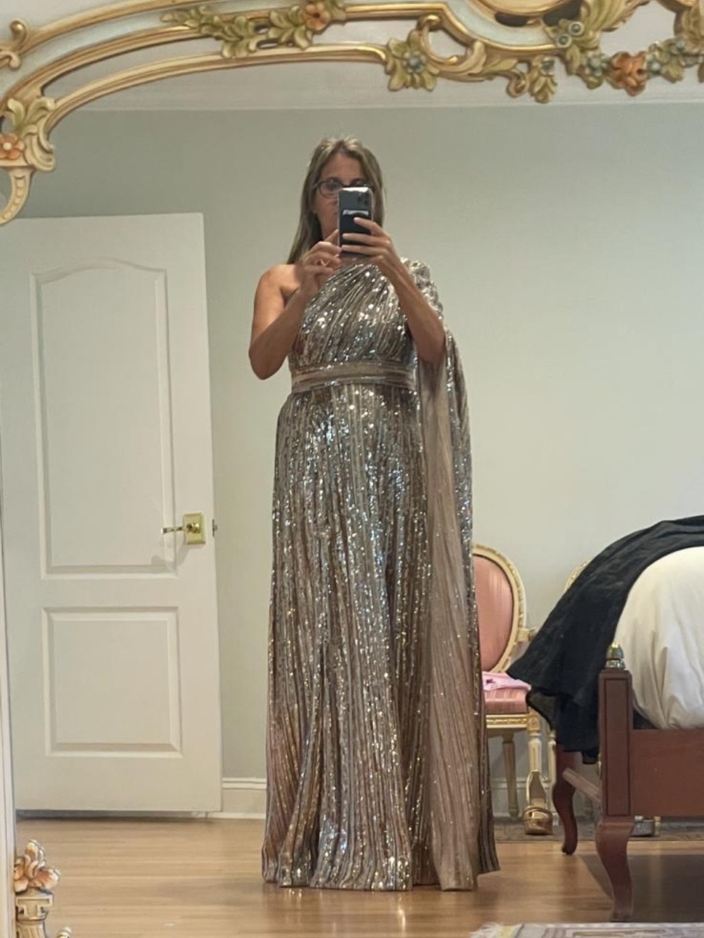 Elie Saab Sequins One-Shoulder Gown